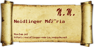Neidlinger Mária névjegykártya